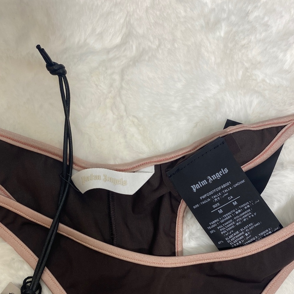 Palm Angels Brown Bikini Bottom with Contrast Pink Trim NWT - Picture 5 of 6